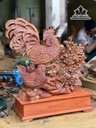 Tượng Gia Đình Gà Gỗ Hương Cao 78 Ngang 70 Sâu 28 (cm)