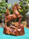 Tượng Ngựa Phong Thủy (Nhất Mã Thong Dong) Gỗ Hương Cao 34 Ngang 25 Sâu 15 (cm)