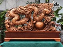 Tượng Nhất Long Vờn Ngọc Gỗ Ngọc Am Cao 62 Ngang 82 Sâu 17 (cm) Kỷ Cao 15 cm