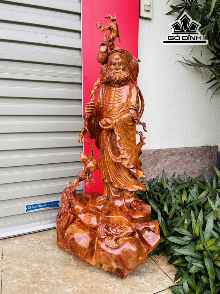 Tượng Đạt Ma Khất Thực Gỗ Hương Cao 103 Ngang 48 Sâu 30 (cm)