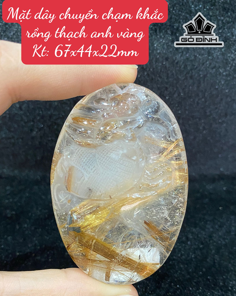 Mặt Dây Chuyền Rồng Đá Thạch Anh Tóc Vàng Cao 67 Ngang 44 Sâu 22 (mm)