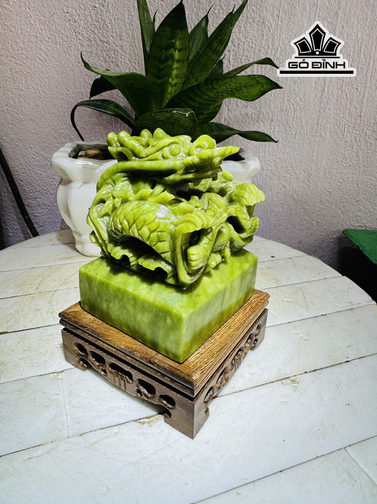 Ấn Rồng Đá Serpentine Cao 15 Ngang 10 (cm) 1,4kg