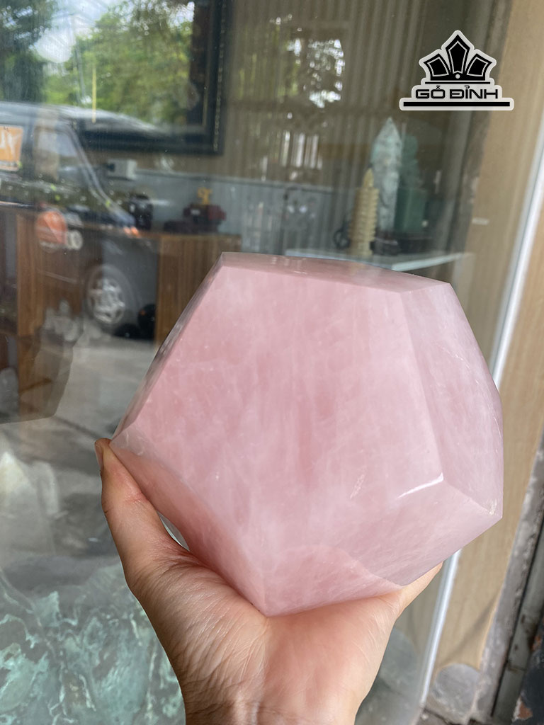 Bi Giác Đá Thạch Anh Hồng Đường Kính 15 (cm) 3,48kg