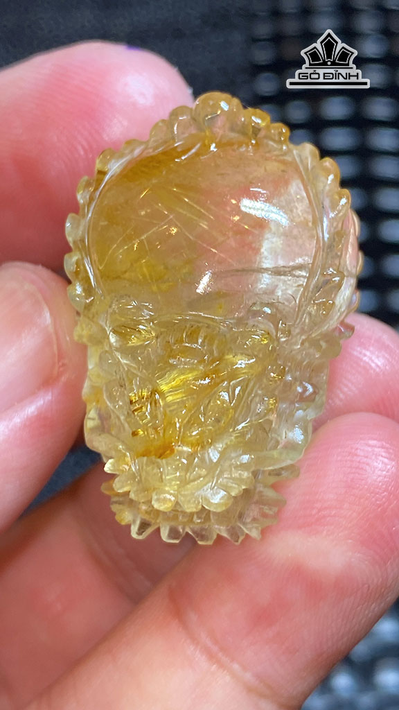 Mặt Dây Chuyền Long Quy Đá Thạch Anh Tóc Vàng Cao 32,5 Ngang 23,6 Sâu 19,8 (mm) 19,6g