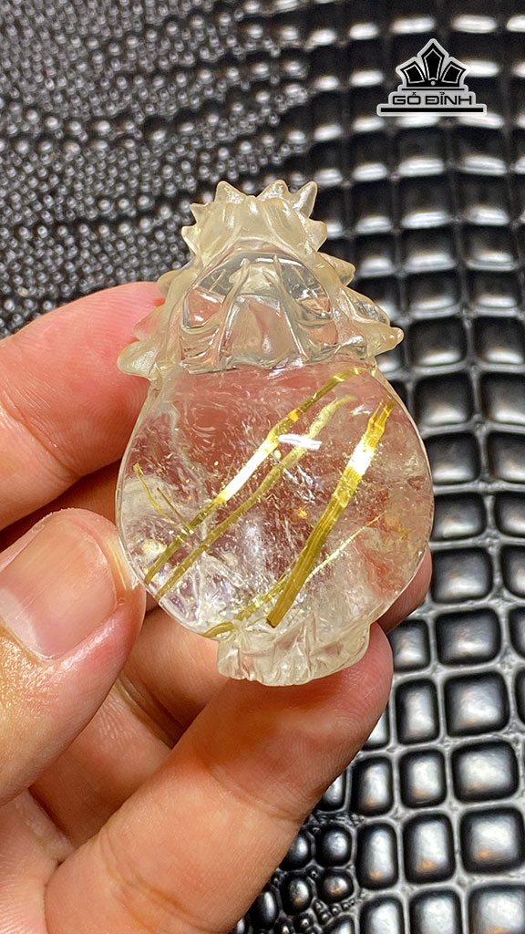 Mặt Dây Chuyền Long Quy Đá Thạch Anh Tóc Vàng Cao 50,6 Ngang 32,4 Sâu 24,2 (mm) 48,8g