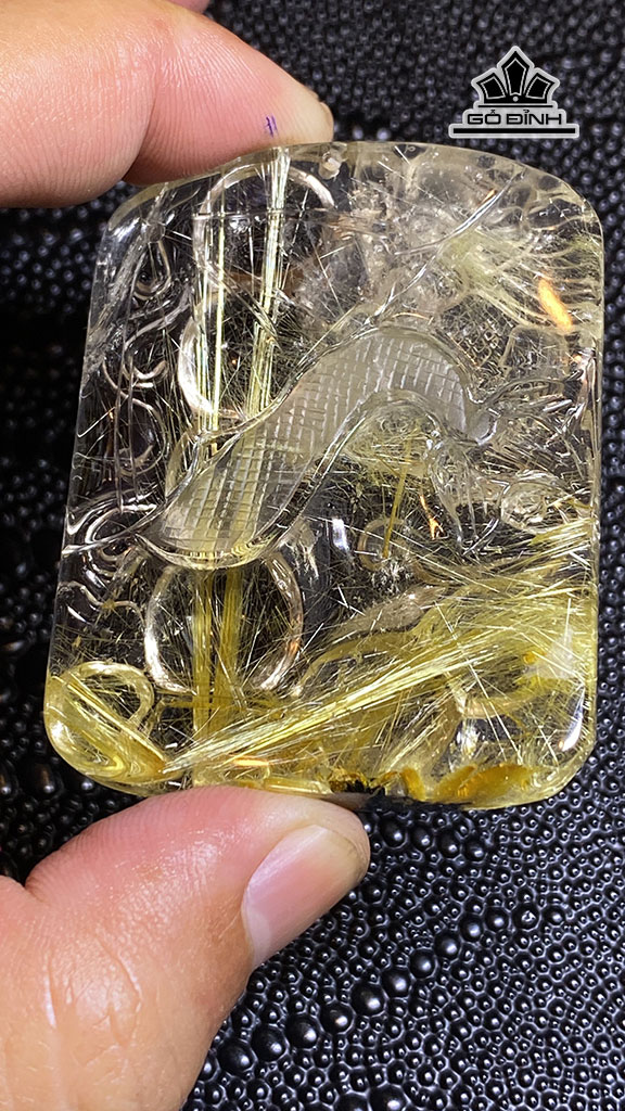 Mặt Dây Chuyền Rồng Đá Thạch Anh Tóc Vàng Cao 60 Ngang 46,6 Sâu 12,5 (mm) 69g