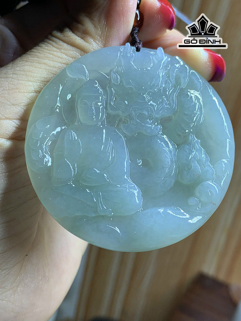 Mặt Dây Phật Đá Cẩm Thạch Cao 54,73 Ngang 54,7 Sâu 6,26 (mm) 194,5cts