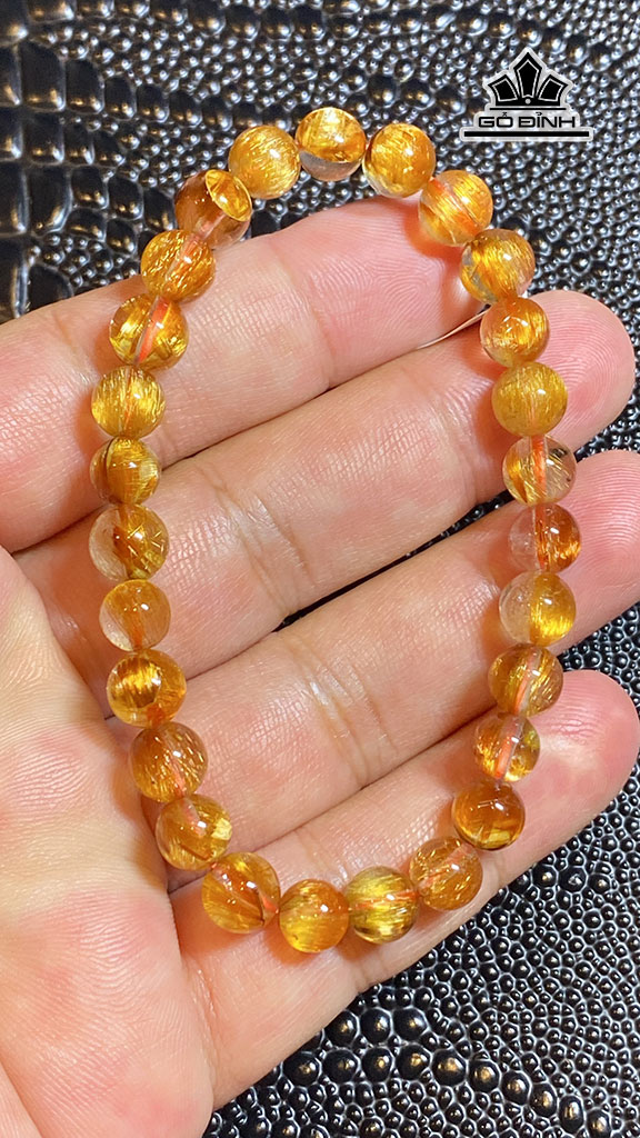 Vòng Tay Đá Thạch Anh Tóc Nâu Đường Kính 7,6 (mm) 15,5g