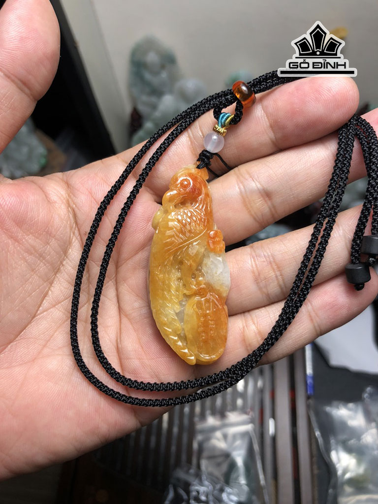 Mặt Dây Hỷ Tước Đá Cẩm Thạch Cao 58 Ngang 26 Sâu 13 (mm) 26g