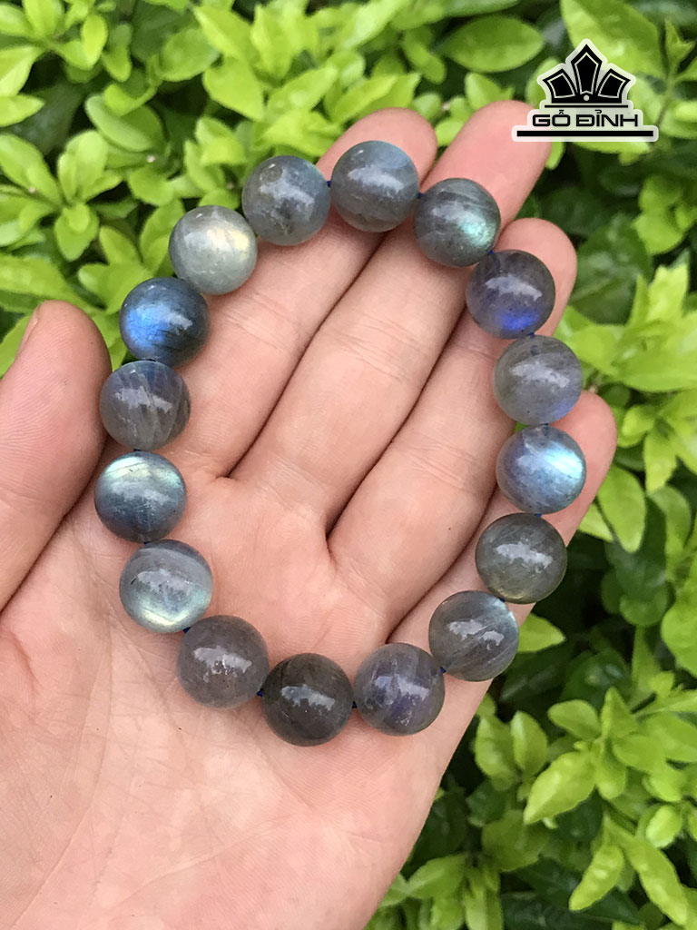 Vòng Tay Nguyệt Quang Hộ Thạch Đá Xà Cừ (Labradorite) Đường Kính 13,2 - 13,5 (cm) 52,8g