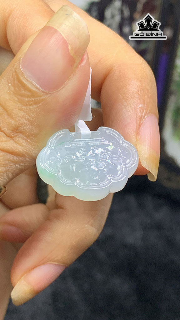 Mặt Dây Chuyền Khóa Trường Mệnh Đá Cẩm Thạch Cao 16,2 Ngang 22,5 Sâu 5,5 (mm) 4,3g