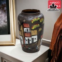 Thạp Đại Vẽ Phố Cổ Hoa Sen Gốm Bát Tràng Cao 45 Miệng 20 Đường Kính Bụng 28,5 (cm)