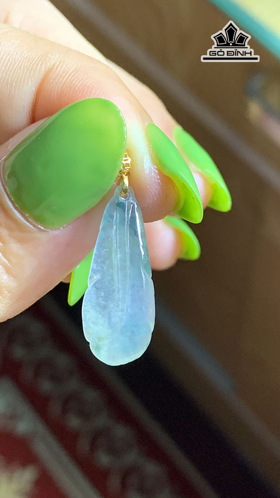 Mặt Dây Chuyền Long Công Cao Băng Hoa Bay Đá Cẩm Thạch Cao 22,4 Ngang 9,1 Sâu 3,1 (mm) 1,1g