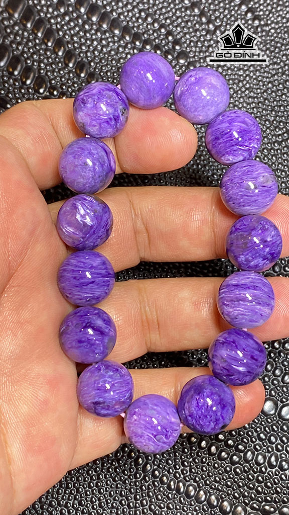 Vòng Tay Mắt Rồng Đá Thạch Anh Tím Đường Kính Hạt 13,9 (mm) 57g