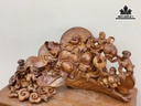 Tượng Phật Di Lặc Ngũ Phúc Gỗ Ngọc Am Cao 34 Ngang 73 Sâu 34 (cm)