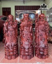 Tượng Phúc Lộc Thọ (Tam Đa) Gỗ Tử Đàn Đỏ Cao 107 Ngang 36 Sâu 34 (cm)