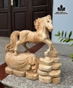 Tượng Ngựa Phong Thủy (Nhất Mã Thong Dong) Gỗ Ngọc Am Cao 40 Ngang 38 Sâu 15 (cm)