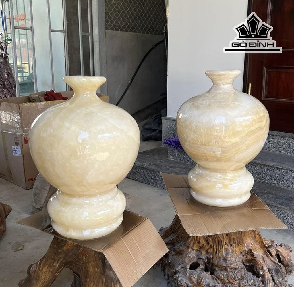 Cặp Bình Phú Quý Đá Canxit Cao 52 Ngang 36 (cm) 172kg