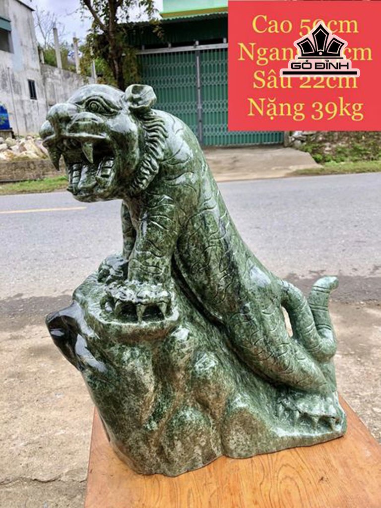 Tượng Con Hổ Đá Serpentine Cao 50 Ngang 43 Sâu 22 (cm) 39kg