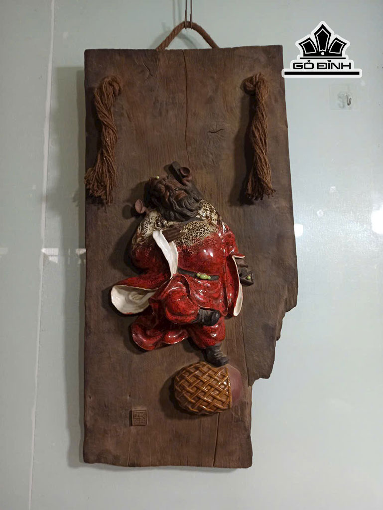 Tranh Chung Quỳ Say Tửu Gốm Phật Sơn Cao 78 Ngang 39 (cm)