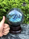 Bi Cầu Nguyệt Quang Hộ Thạch Đá Xà Cừ (Labradorite) Đường Kính 12 (cm) 2,35kg