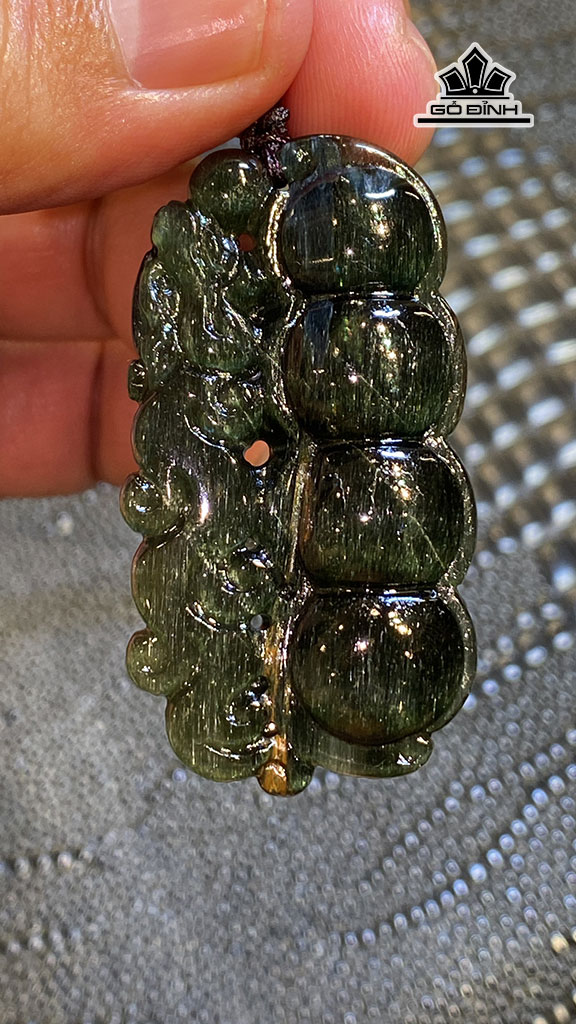 Mặt Dây Chuyền Đá Thạch Anh Tóc Xanh Cao 50 Ngang 27 Sâu 10 (mm) 18g