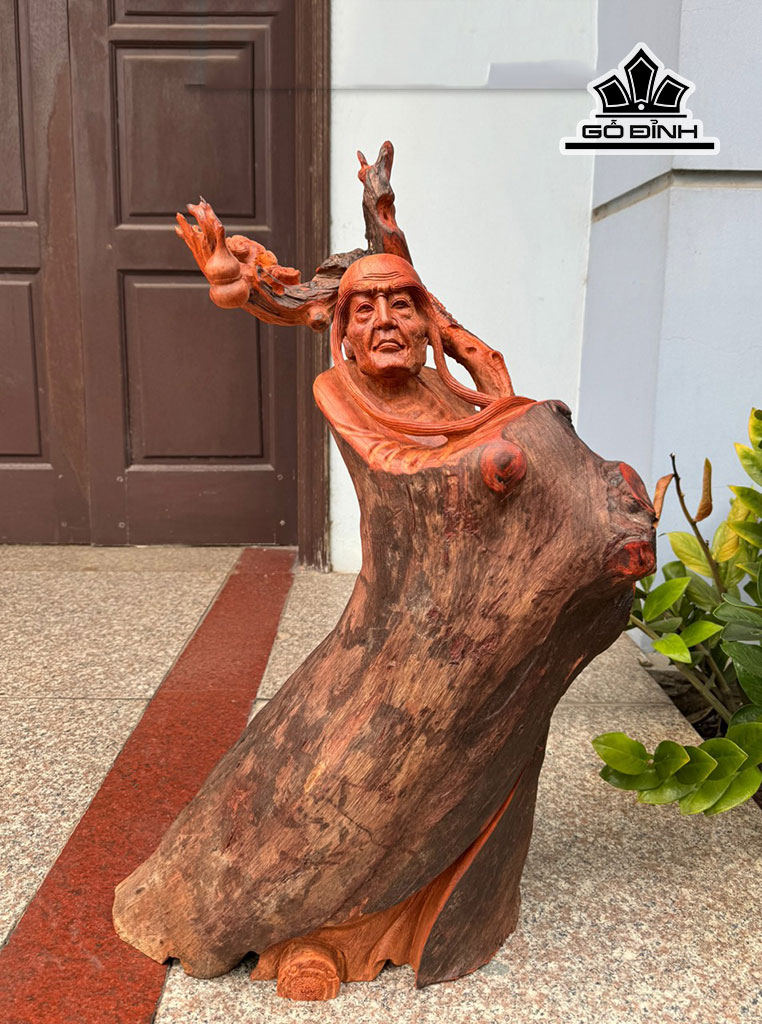 Tượng La Hán Trường My Gỗ Hương Cao 72 Ngang 42 Sâu 22 (cm)
