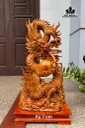 Tượng Nhất Long ( Rồng ) Nhả Ngọc Gỗ Hương Cao Cả Kỷ 67 Ngang 32 Sâu 15 (cm)