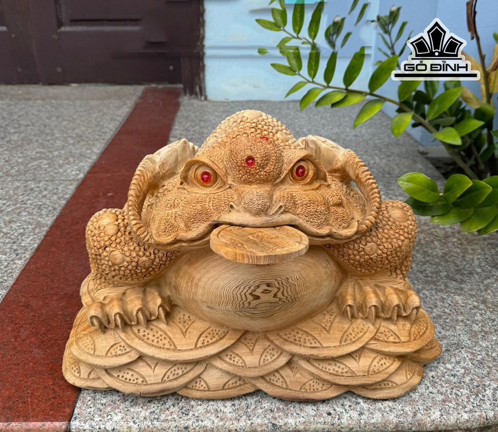 Tượng Thiềm Thừ Gỗ Ngọc Am Cao 43 Ngang 33 Sâu 30 (cm)