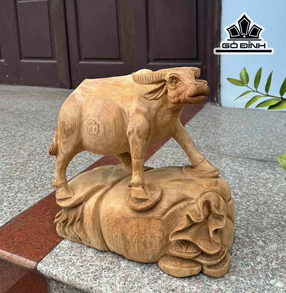 Tượng Trâu Gỗ Ngọc Am Cao 34 Ngang 35 Sâu 18 (cm)