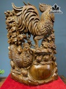 Tượng Gia Đình Gà Gỗ Ngọc Am Cao 89 Ngang 63 Sâu 29 (cm)