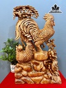 Tượng Gia Đình Gà Gỗ Hương Cao 78 Ngang 46 Sâu 13 (cm)