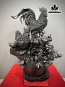 Tượng Gia Đình Gà Gỗ Mun Sừng Cao 75 Ngang 52 Sâu 34 (cm)