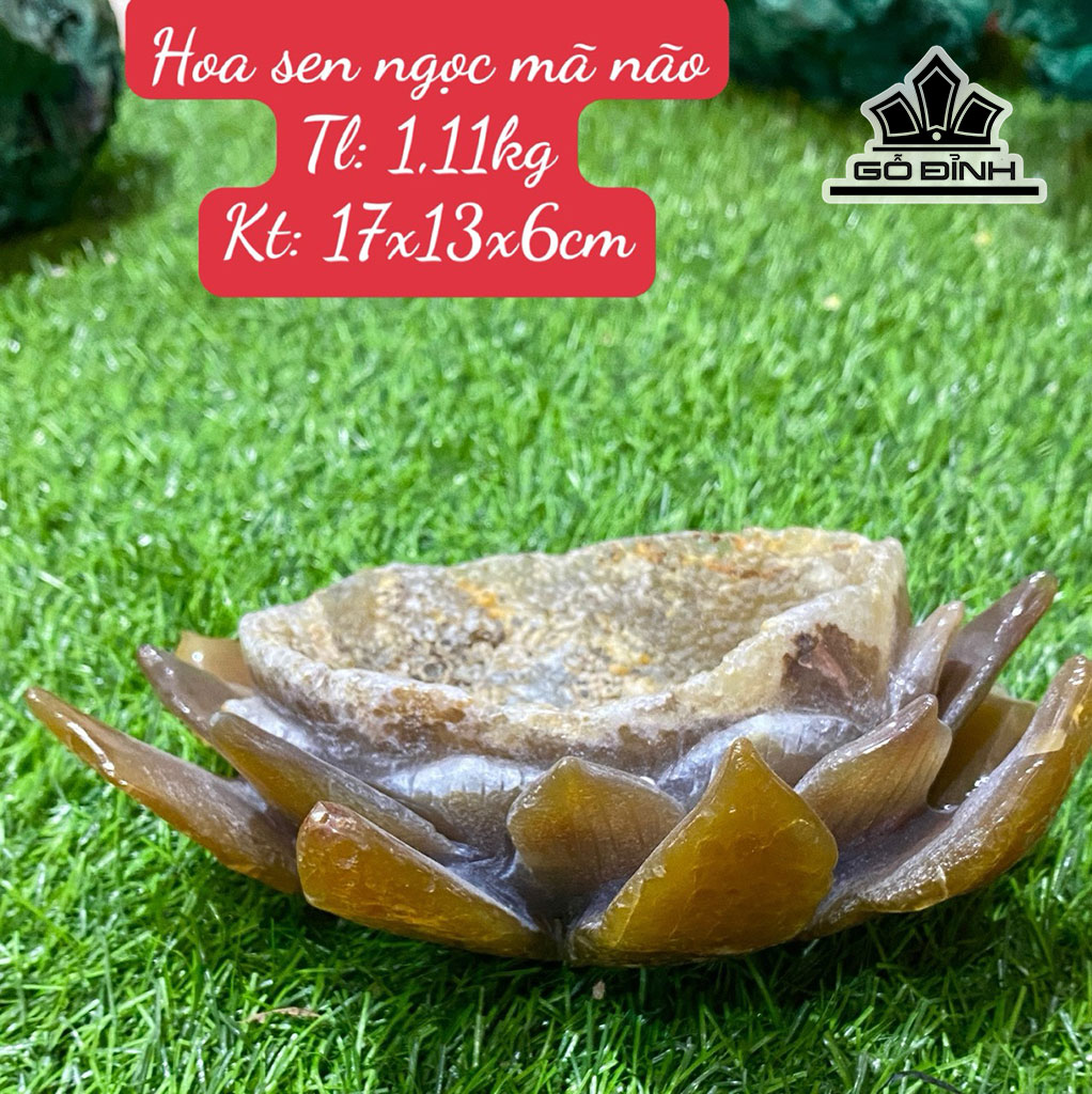 Hoa Sen Đá Mã Não Cao 17 Ngang 13 Sâu 6 (cm) 1,11kg