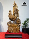 Tượng Gà Trống Gỗ Bách Xanh Cao 69 Ngang 30 Sâu 18 (cm)