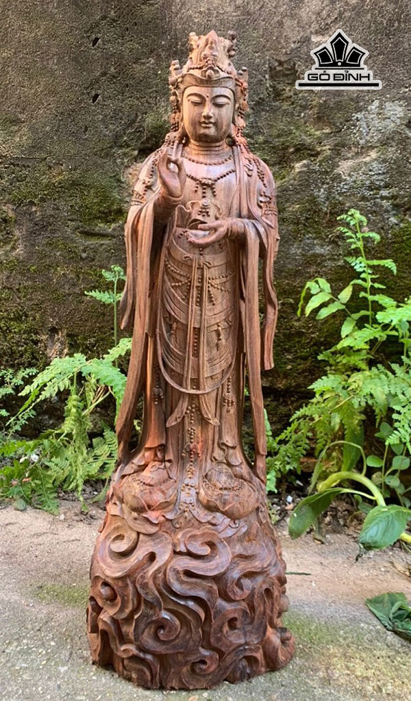 Tượng Phật Đại Thế Chí Bồ Tát Gỗ Trắc Cao 51 Ngang 17 Sâu 16 (cm)
