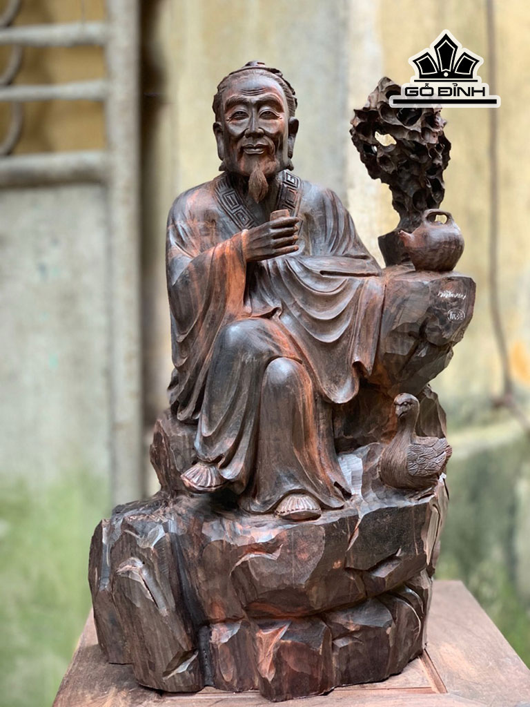 Tượng Thần Trà Gỗ Trắc Cao 40 Ngang 24 Sâu 16 (cm)