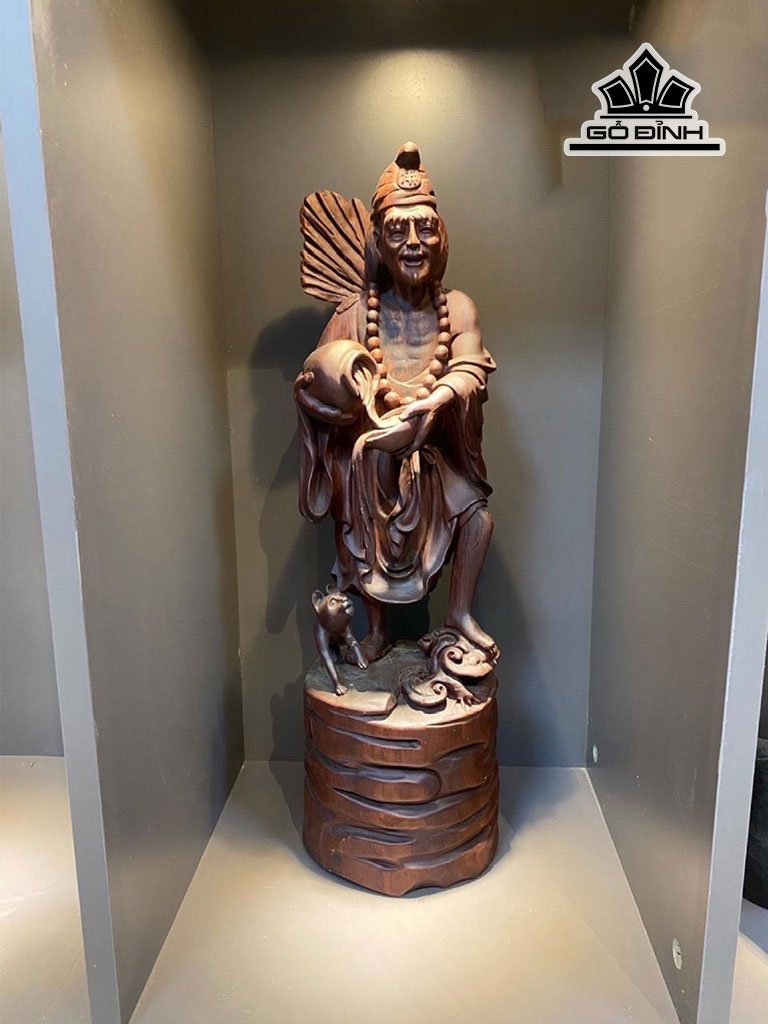 Tượng Tế Công Gỗ Tử Đàn Cao 52 Ngang 16 Sâu 13 (cm)