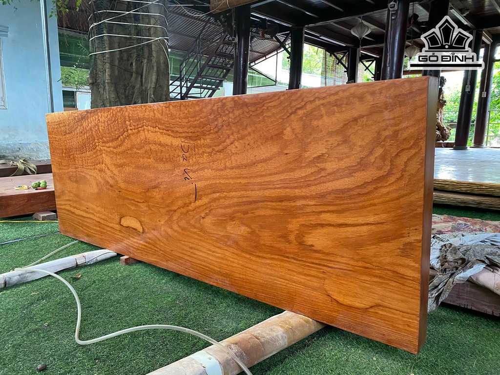 Tấm Bàn Gỗ Gõ Đỏ Kích Thước 217x75x8,5 (cm) KHÔNG CHÂN