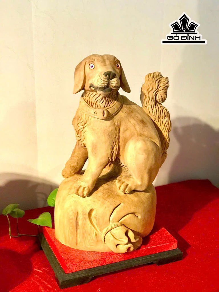 Tượng Chó Gỗ Ngọc Am Cao 50 Ngang 30 Sâu 22 (cm)