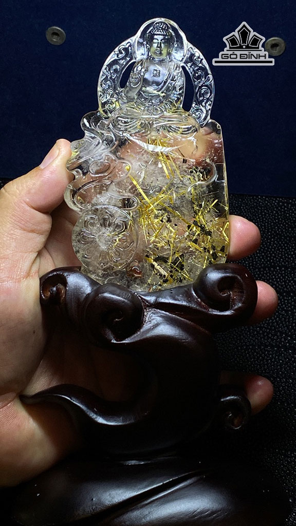 Tác Phẩm Adida Đá Thạch Anh Tóc Vàng Cao 110 Ngang 63,5 Sâu 20 (mm) 193g