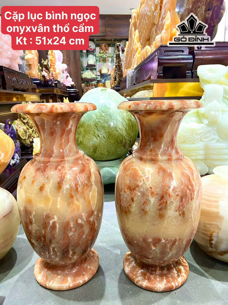 Cặp Lục Bình Đá Onyx Cao 51 Ngang 24 (cm)