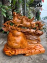 Tượng Song Mã Uyên Ương Gỗ Nu Hương Cao 60 Ngang 51 Sâu 26 (cm)