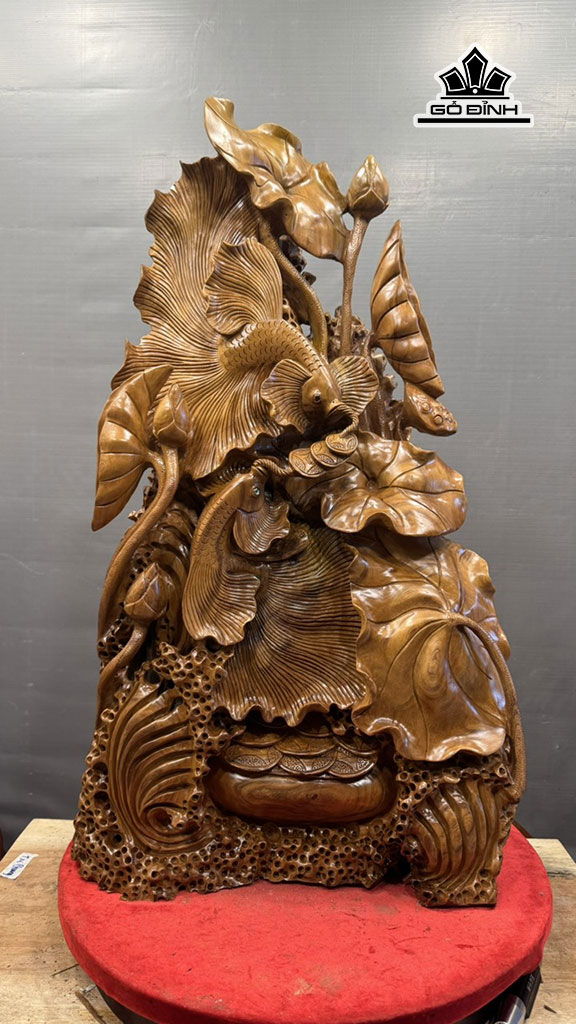 Tượng Cá Xiêm Gỗ Ngọc Am Cao 86 Ngang 50 Sâu 22 (cm)