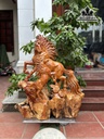 Tượng Song Mã Uyên Ương Gỗ Hương Cao 73 Ngang 60 Sâu 26 (cm)