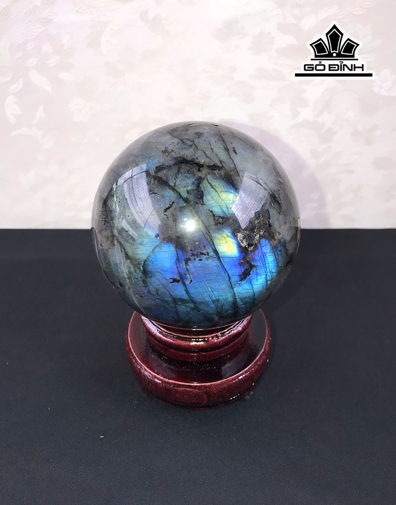 Bi Cầu Đá Xà Cừ (Labradorite) Đường Kính 9,5 (cm) 1,05kg