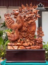 Tượng Gia Đình Gà Gỗ Ngọc Am Cao Cả Kỷ 125 Riêng Tượng 98 Ngang 83 Sâu 28 (cm)