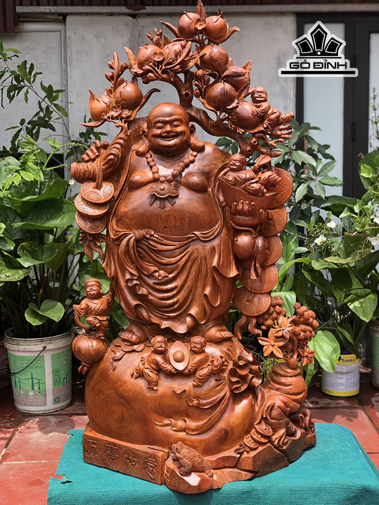 Tượng Phật Di Lặc Ngũ Phúc Gỗ Hương Cao 136 Ngang 69 Sâu 50 (cm)