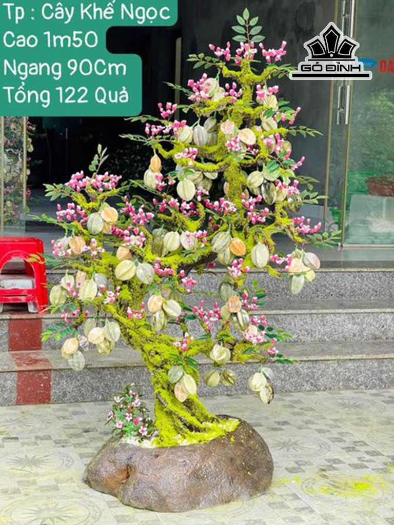 Tác Phẩm Cây Khế 122 Quả Đá Serpentine Cao 150 Ngang 90 (cm)