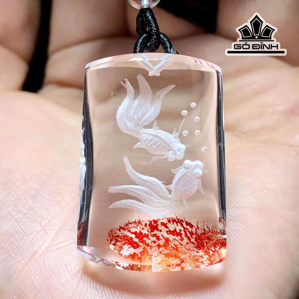 Mặt Dây Chuyền Song Ngư  Đá Thạch Anh Cao 35,8 Ngang 24,6 Sâu 11,3 (mm) 19g